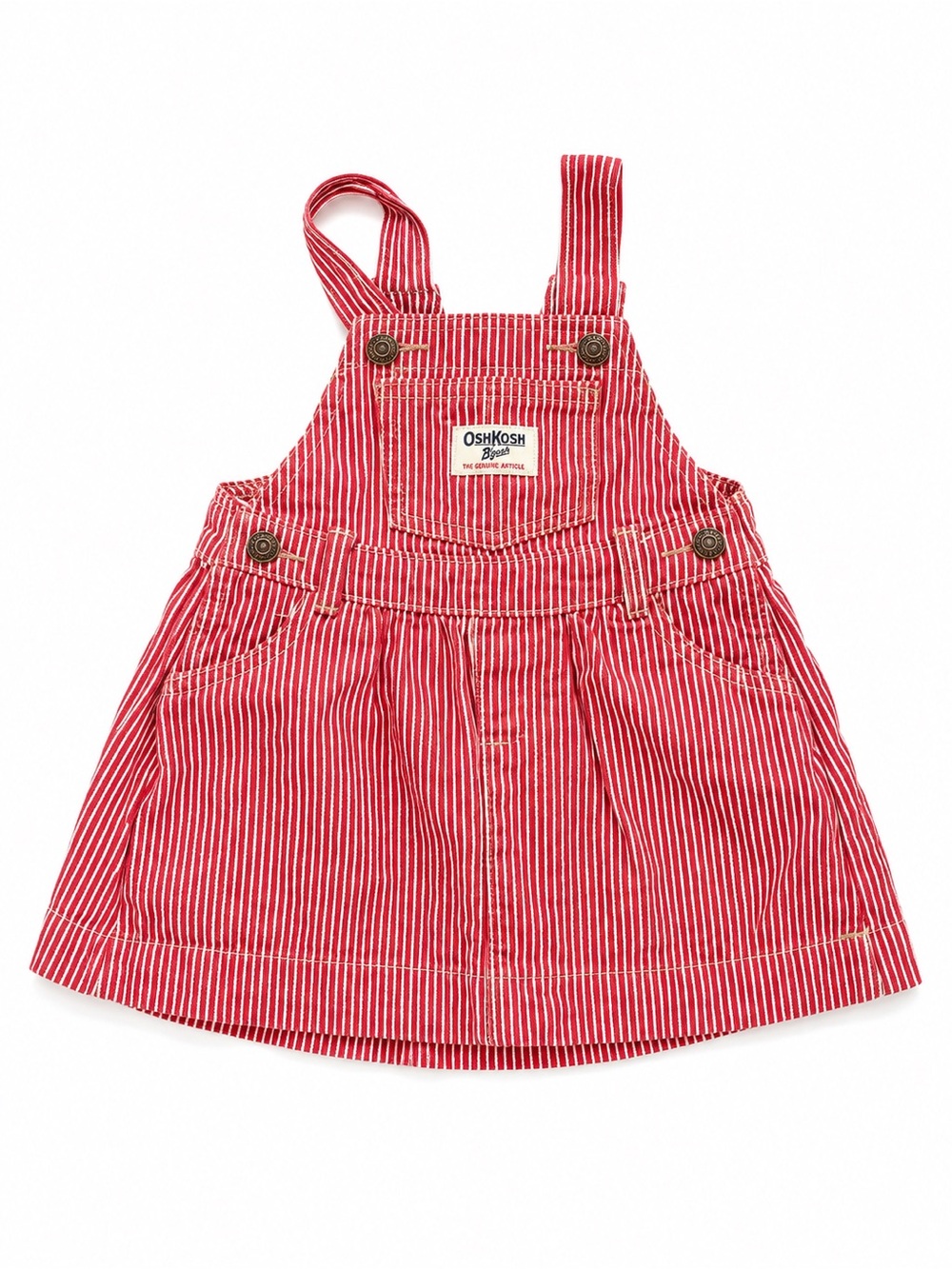 OshKosh B'gosh Red & White Stripped Overall Jumper Dress